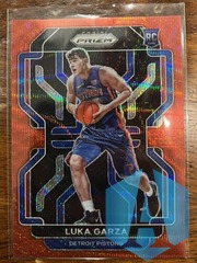 2021-22 Panini Prizm Luka Garza Red Wave #303 Detroit Pistons